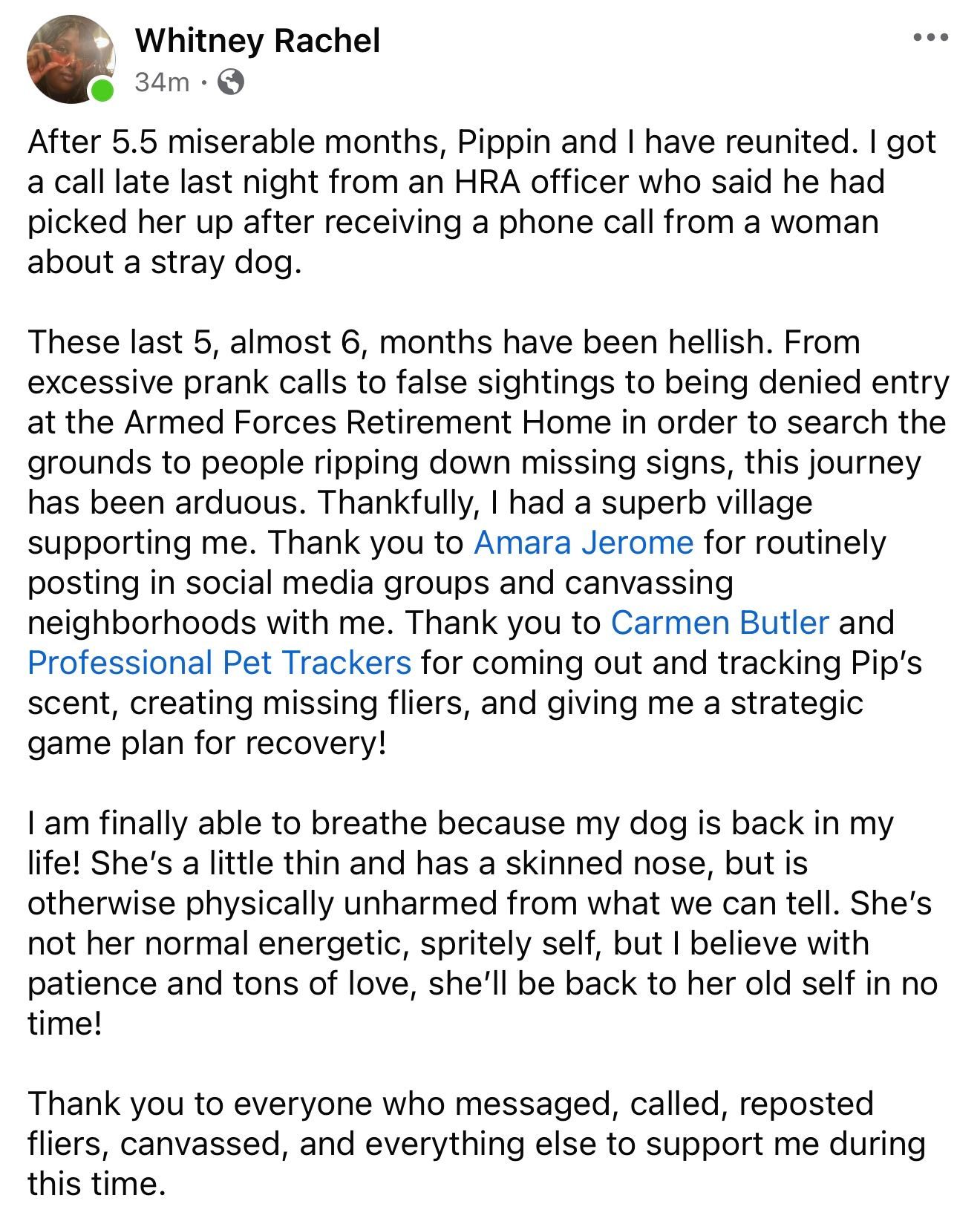 Review Thirteen — Stephens City, VA — Professional Pet Trackers