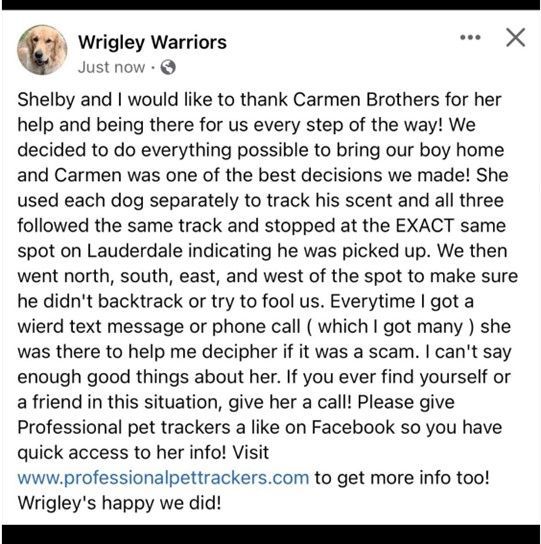 Review Eleven — Stephens City, VA — Professional Pet Trackers