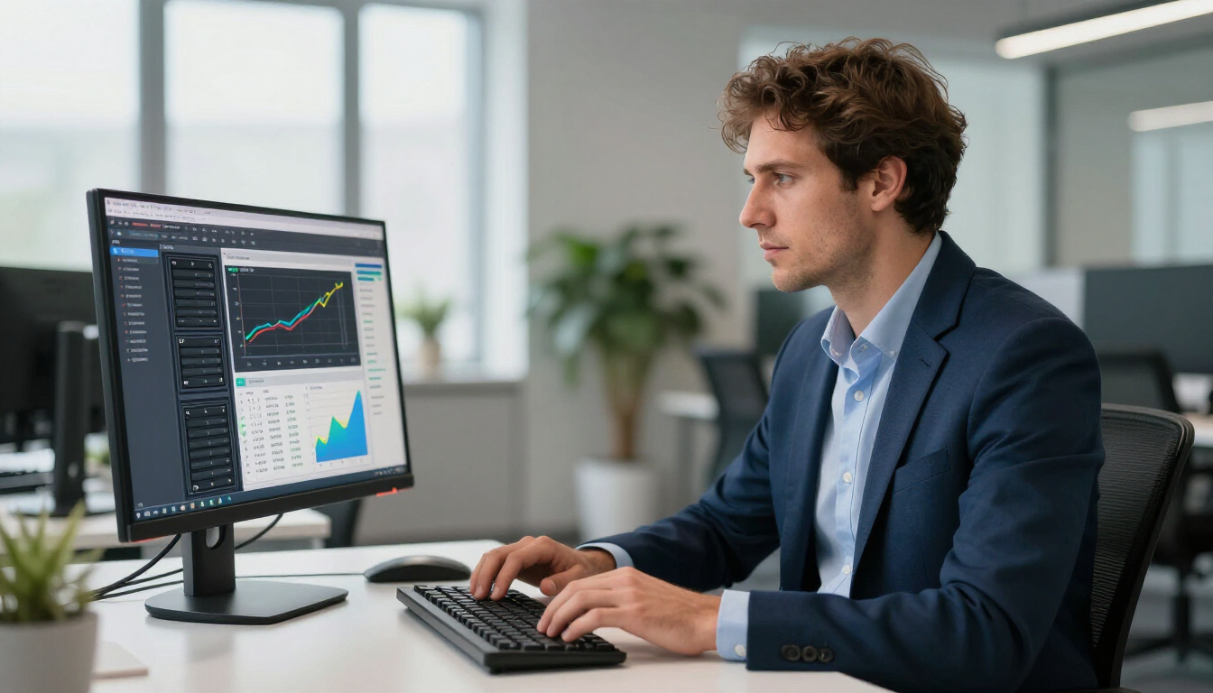 Technicien configurant un serveur