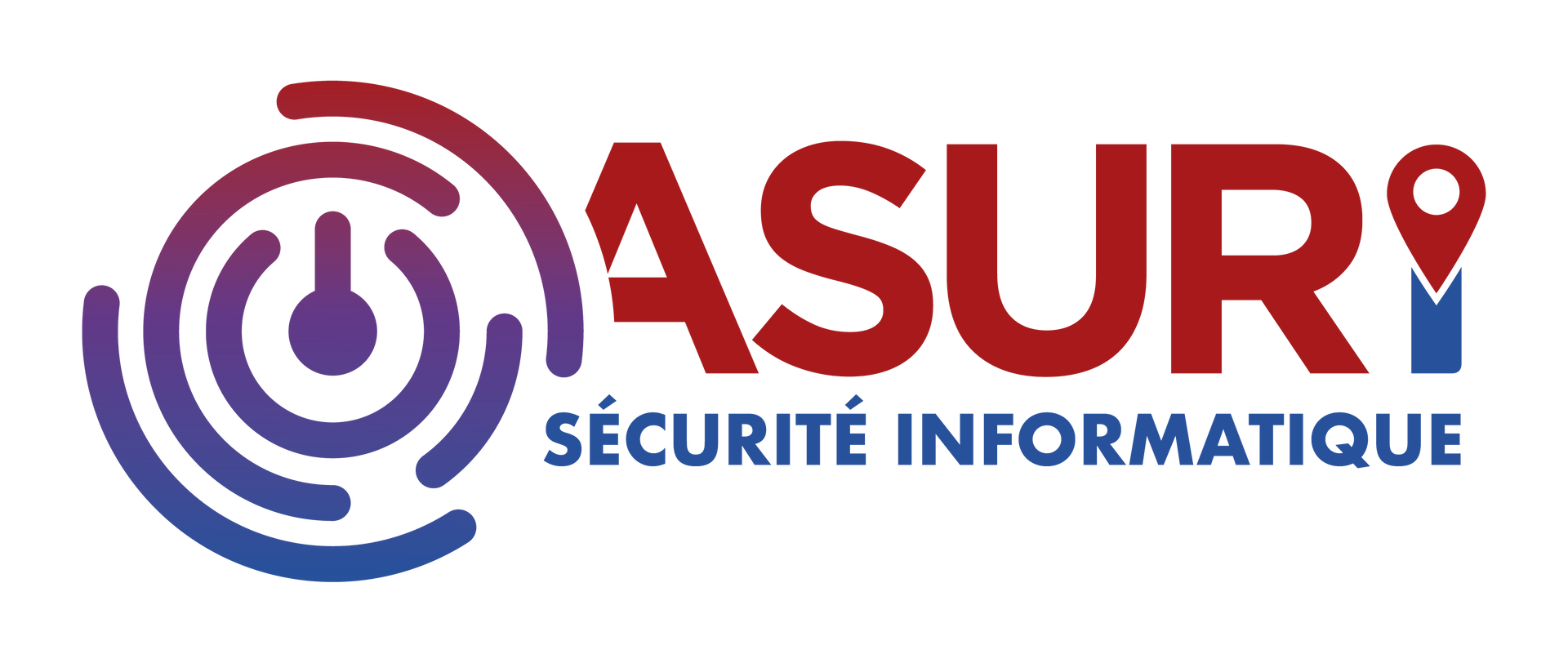 Logo for ASUR. The logo features a power button symbol, the word ASUR, and