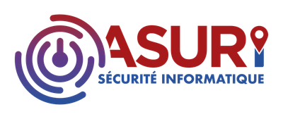 Logo for ASUR. The logo features a power button symbol, the word ASUR, and
