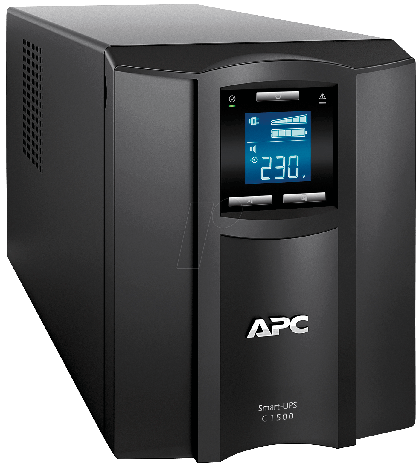 Onduleur APC Smart-UPS C1500 noir, avec un écran affichant 230.