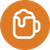 An orange circle with a white icon of a beer mug