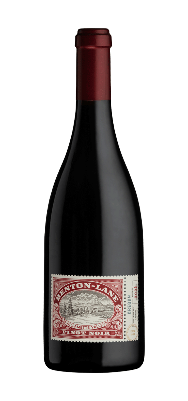 A bottle of pinot grigio wine on a white background.