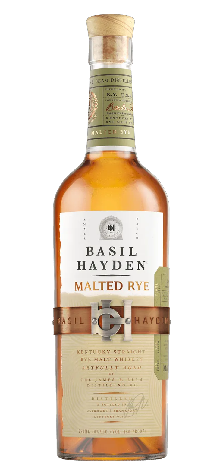A bottle of basil dayden malted rye on a white background
