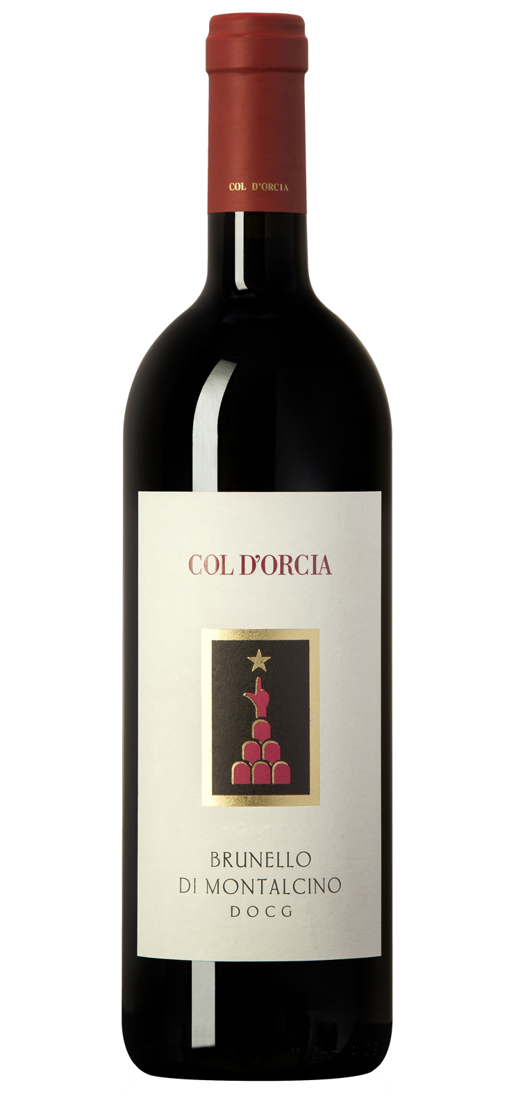 A bottle of sweet red wine with a red label on a white background.