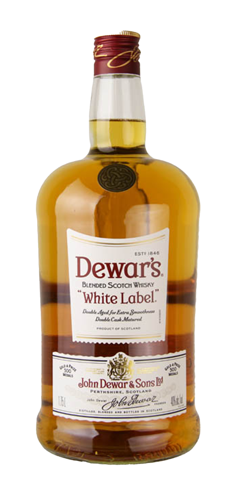 A bottle of sweet red wine with a red label on a white background.