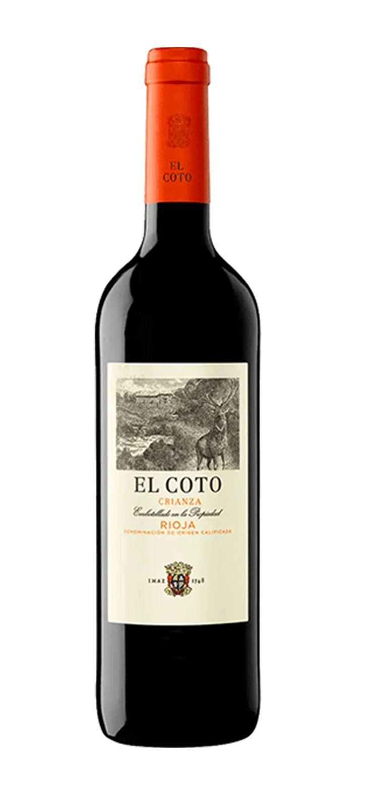 A bottle of sweet red wine with a red label on a white background.