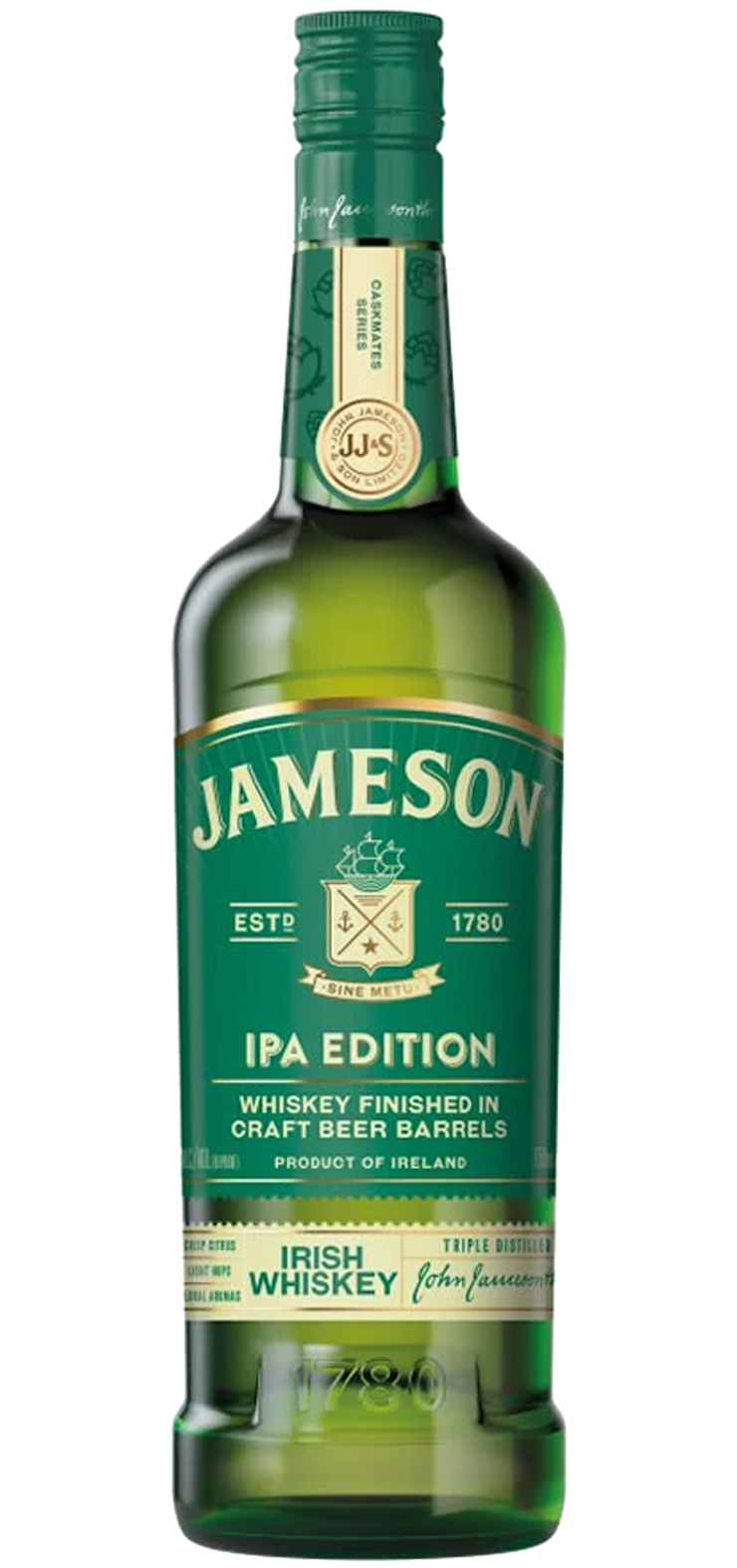 A bottle of basil hayden on a white background