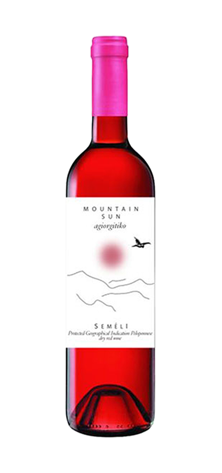 A bottle of white wine with a floral label on a white background.