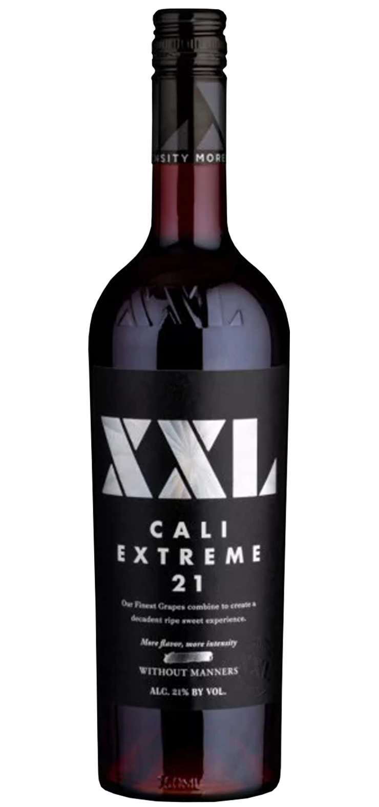 A bottle of sweet red wine with a red label on a white background.