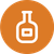 An orange circle with a white icon of a bottle in it