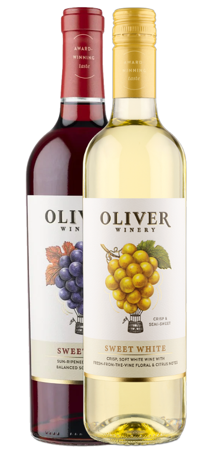 A bottle of sweet red wine with a red label on a white background.