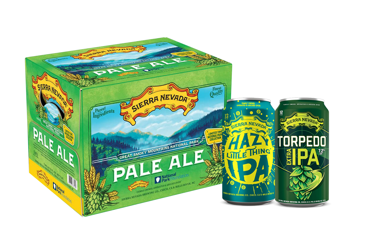 A box of sierra nevada pale ale on a white background.