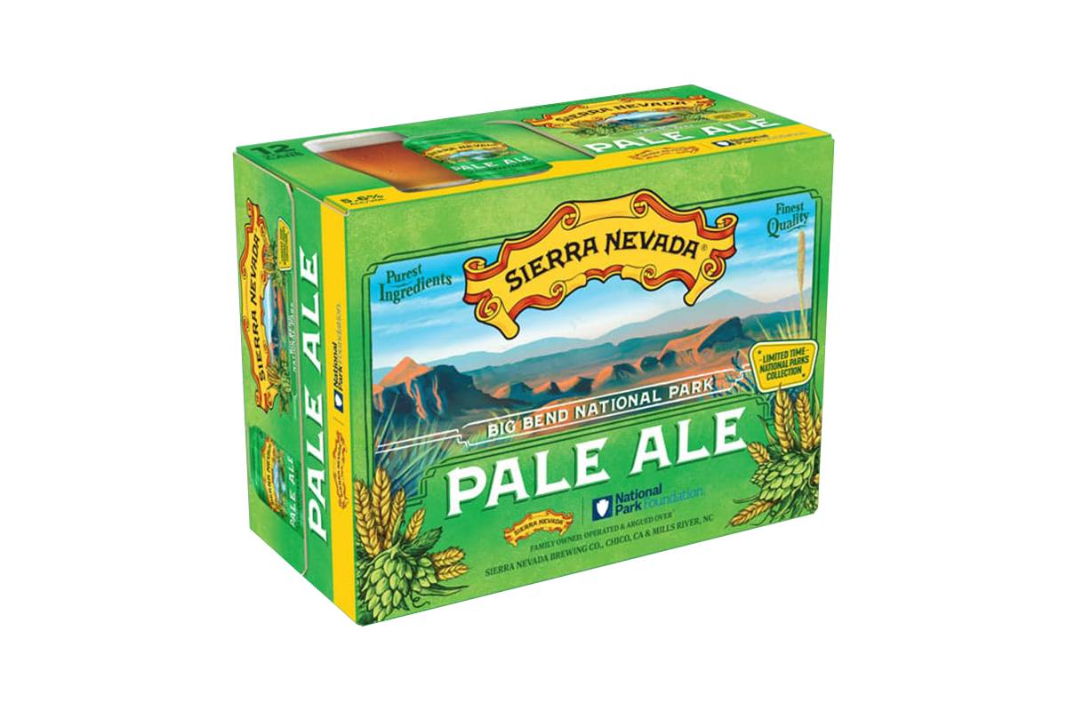 A box of sierra nevada pale ale on a white background.