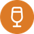 An icon of a wine glass in an orange circle