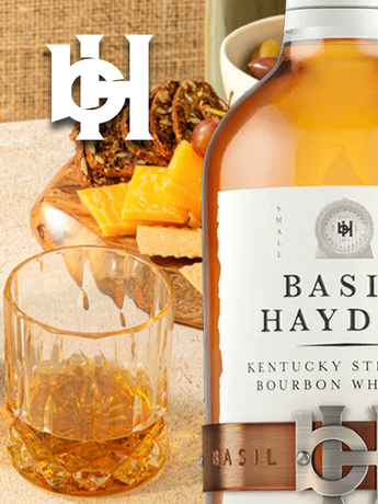 A bottle of basil hayd kentucky straight bourbon whiskey