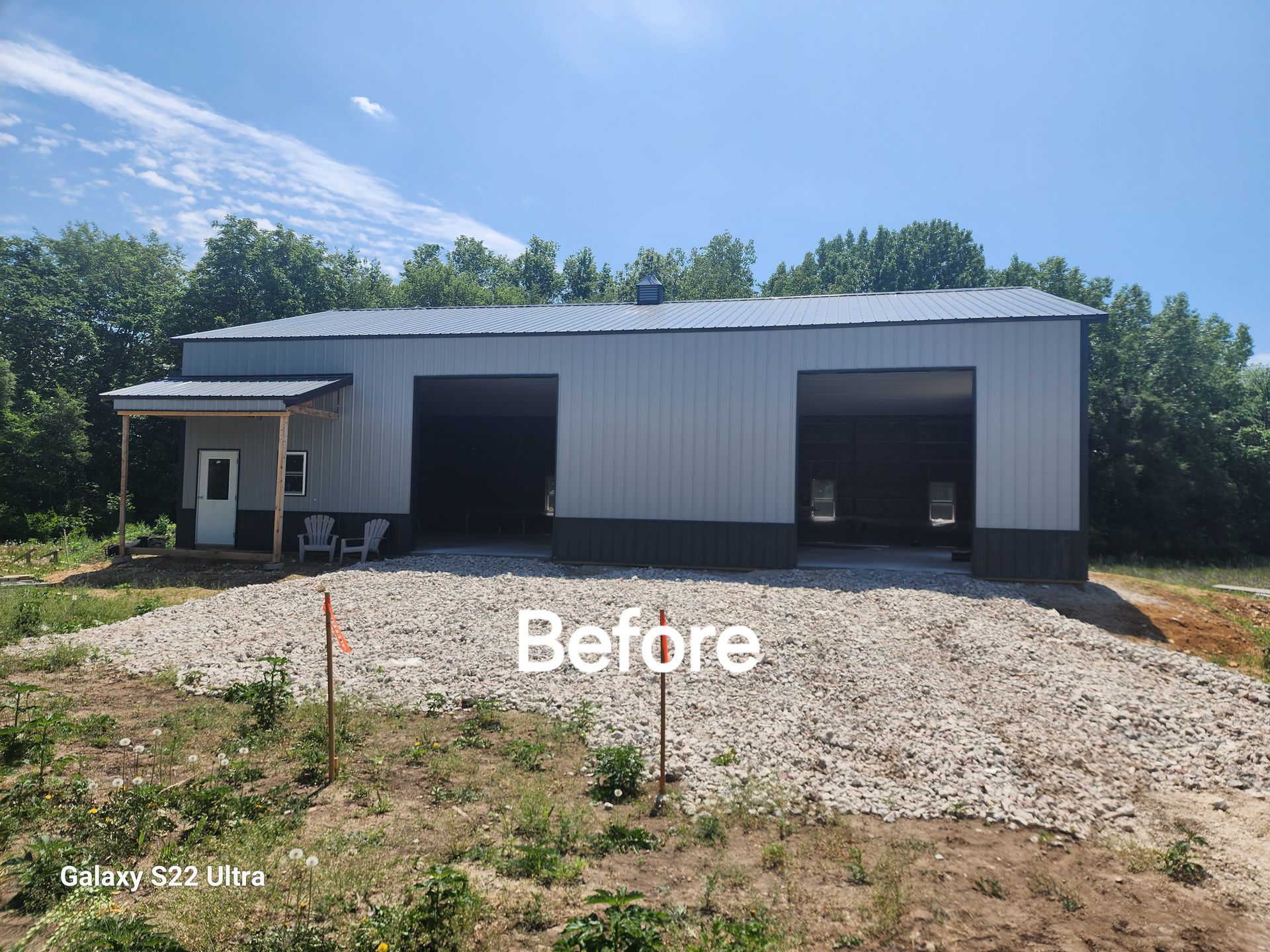 A picture of a garage before being built