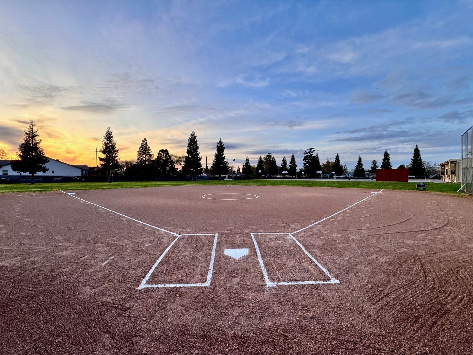 Softball field at sunset