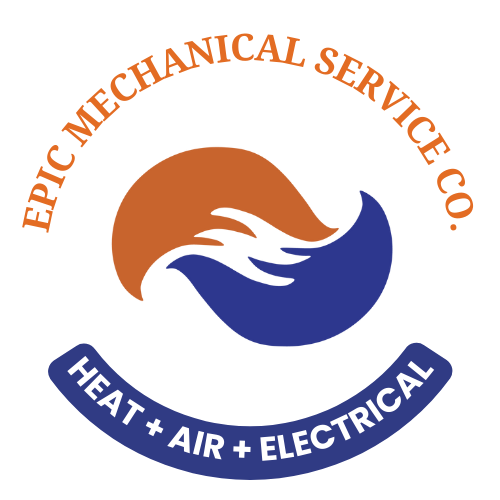 a logo for epic mechanical service co. heat air electrical