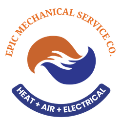 a logo for epic mechanical service co. heat air electrical