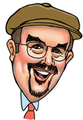 A cartoon of a man wearing glasses and a hat.