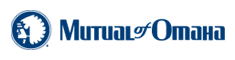 The logo for mutual of omaha is blue and white