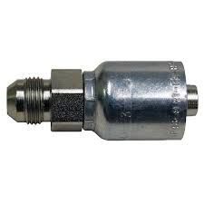 A close up of a hose connector on a white background.