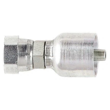 A close up of a hose connector on a white background.