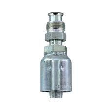 A close up of a hose connector on a white background.