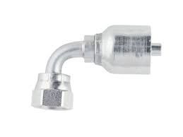 A close up of a hose fitting on a white background.