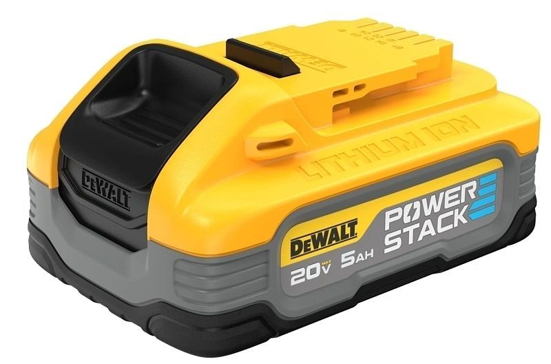 A yellow and gray dewalt power stack battery