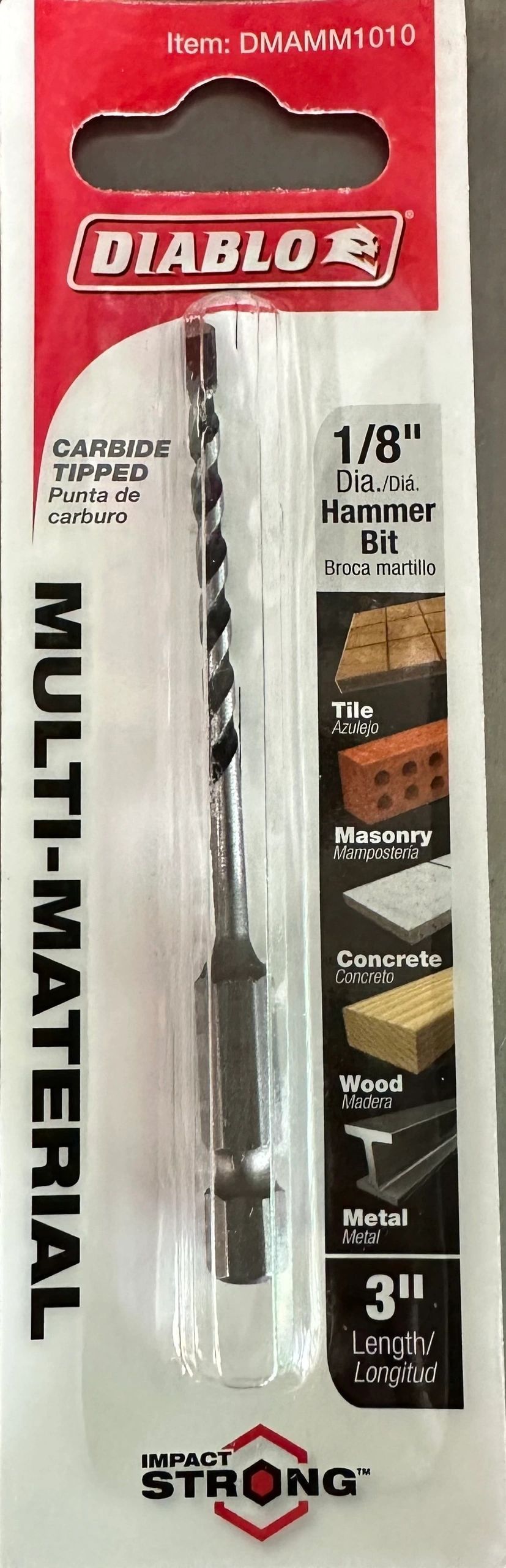 A diablo multi-material drill bit is in a package.
