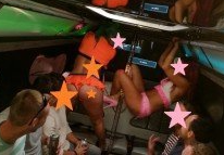 Hot female strippers on party bus stag group