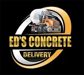 Logo: orange concrete truck,