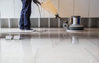 office floor being cleaned