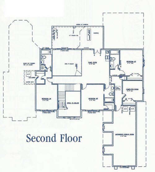 Second Floor Blueprint — Orange Park, FL — Poimboeuf Homes, Inc.