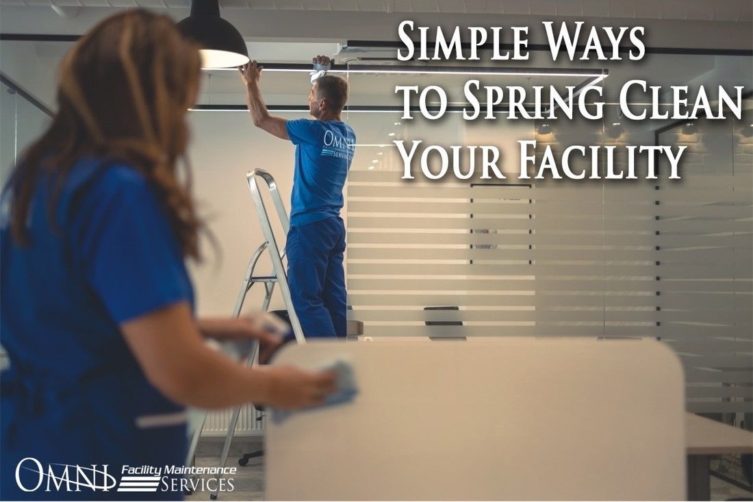A man and a woman are cleaning a facility.