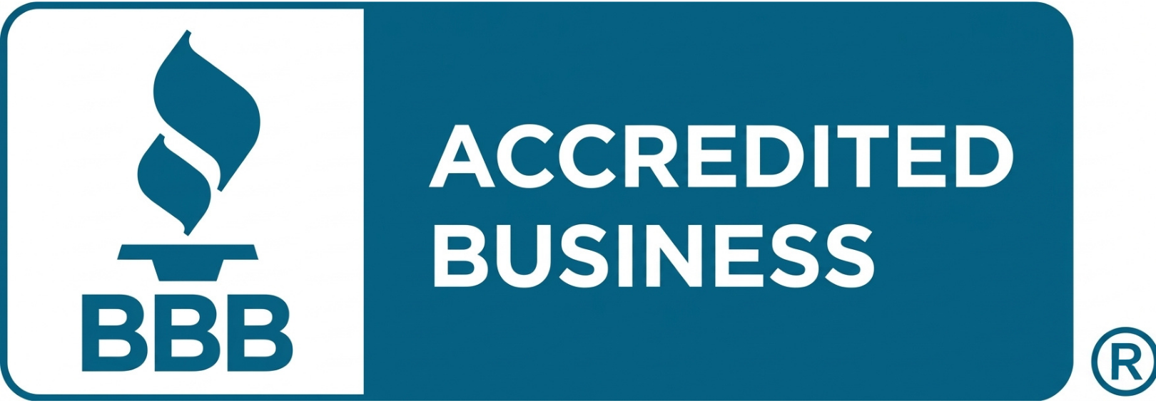 A teal rectangular badge featuring the white BBB logo and the words 