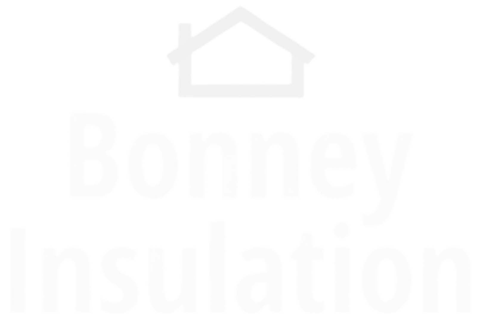 White logo for Bonney Insulation featuring a house outline above the text.
