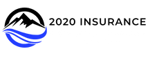 The logo for 2020 insurance shows a mountain and a wave.