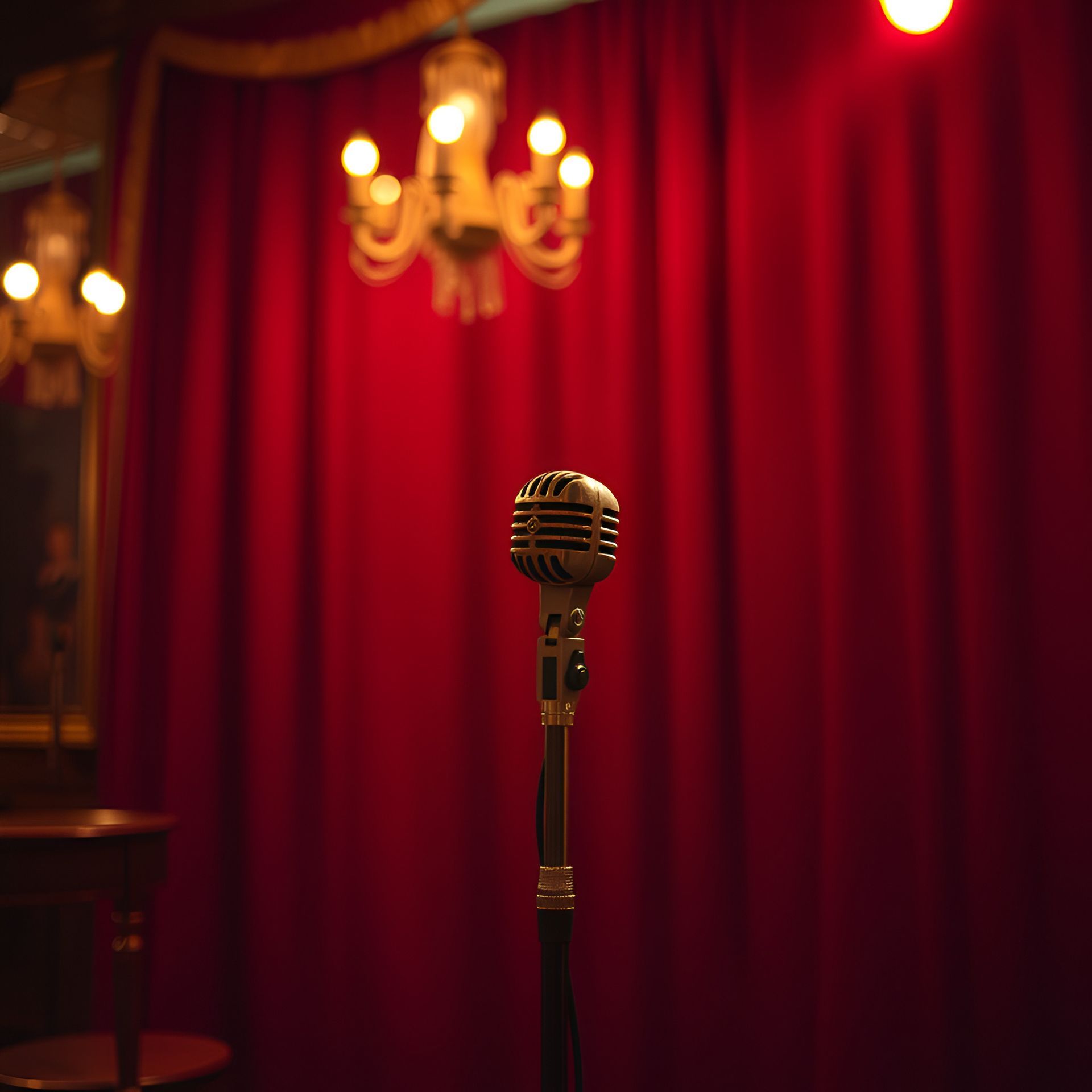 Two women in colorful costumes are standing next to each other in a room.
