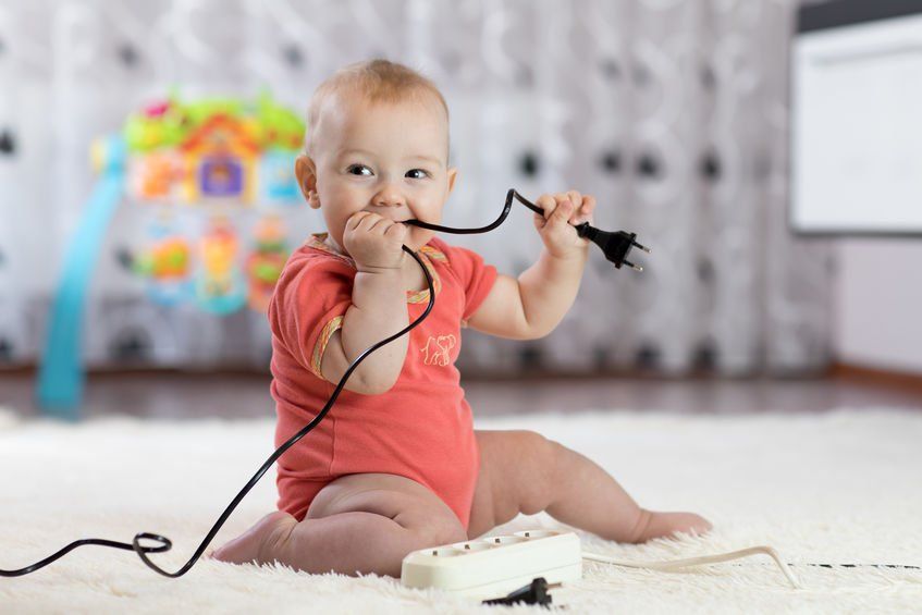 Safer Babies - Baby with cord in mouth