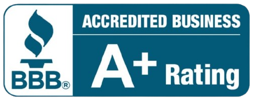 BBB Accredited Business seal with an A+ Rating.