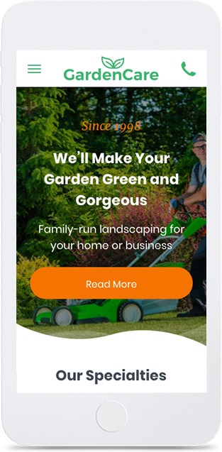 A cell phone with a garden care website on it.