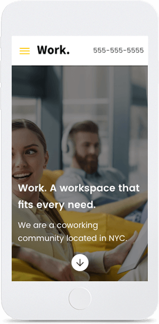 A phone screen shows a workspace that fits every need.
