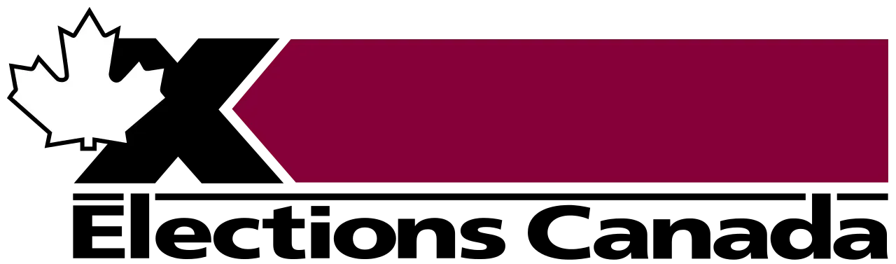 A logo for elections canada with a maple leaf on it