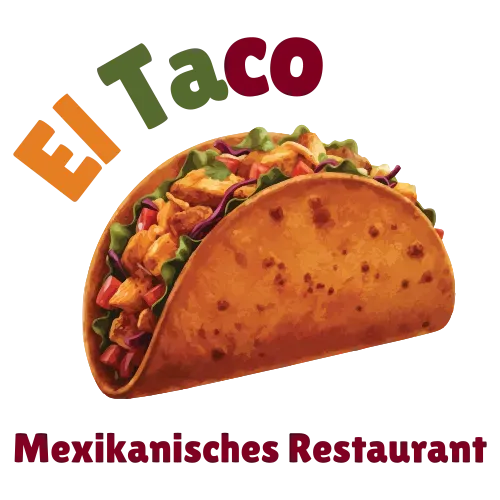 El Taco-Logo: ein Taco mit Füllung; Text „El Taco“ und „Mexikanisches Restaurant“.