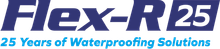 Flex-R25 logo with blue text and the tagline “25 Years of Waterproofing Solutions”