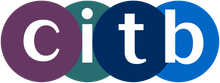 CITB logo in purple, teal, dark blue and blue circles with white letters